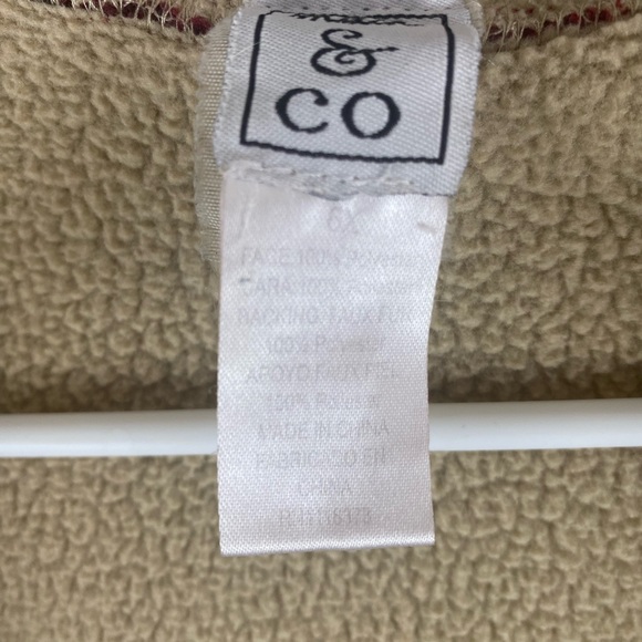 Mack & Co - Red Buffalo Plaid Fleece Double Breasted Pea Coat - Girls 6x - Picture 6 of 8